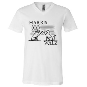 Harris Walz 2024 President American Flag Kamala Harris Waltz V-Neck T-Shirt