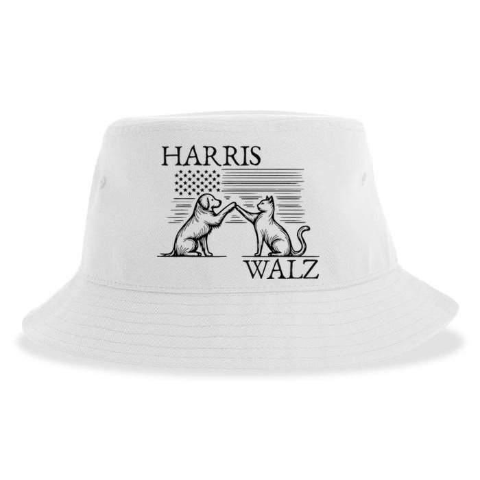 Harris Walz 2024 President American Flag Kamala Harris Waltz Sustainable Bucket Hat