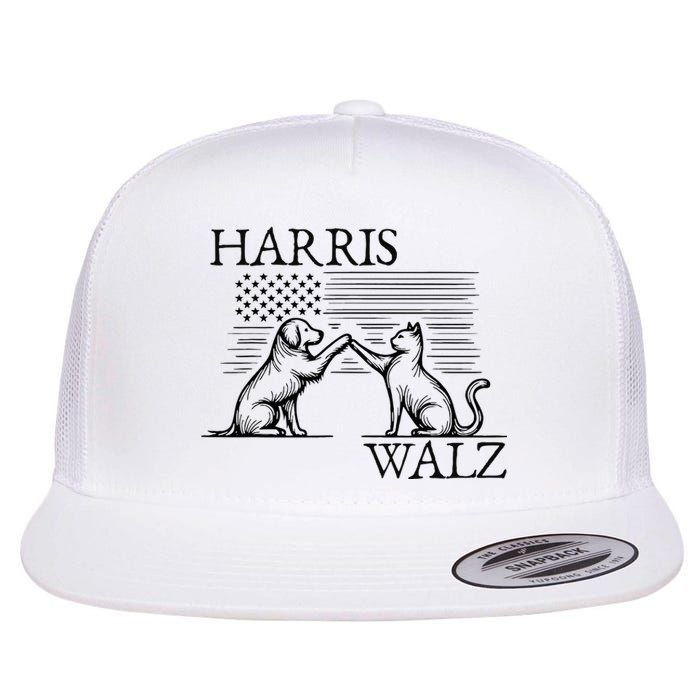 Harris Walz 2024 President American Flag Kamala Harris Waltz Flat Bill Trucker Hat