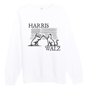 Harris Walz 2024 President American Flag Kamala Harris Waltz Premium Crewneck Sweatshirt