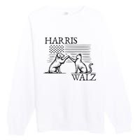 Harris Walz 2024 President American Flag Kamala Harris Waltz Premium Crewneck Sweatshirt