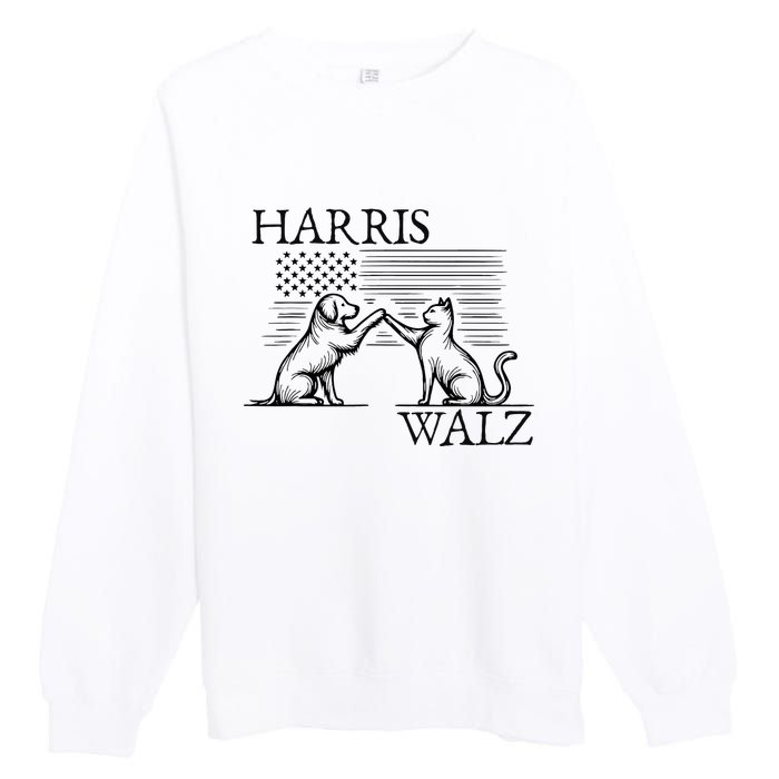 Harris Walz 2024 President American Flag Kamala Harris Waltz Premium Crewneck Sweatshirt