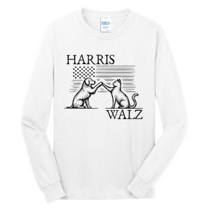 Harris Walz 2024 President American Flag Kamala Harris Waltz Tall Long Sleeve T-Shirt