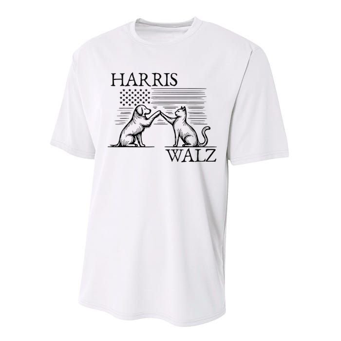 Harris Walz 2024 President American Flag Kamala Harris Waltz Performance Sprint T-Shirt