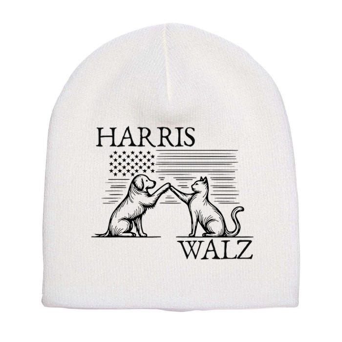 Harris Walz 2024 President American Flag Kamala Harris Waltz Short Acrylic Beanie