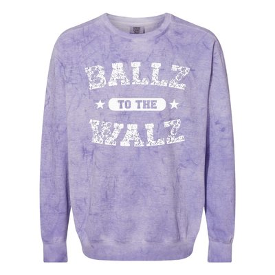 Harris Walz 2024 Ballz To The Walz Tim Walz Kamala Harris Colorblast Crewneck Sweatshirt