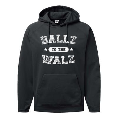 Harris Walz 2024 Ballz To The Walz Tim Walz Kamala Harris Performance Fleece Hoodie