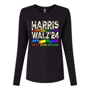 Harris Waltz 2024 Unity Over Division Kamala Harris Tim Walz Womens Cotton Relaxed Long Sleeve T-Shirt