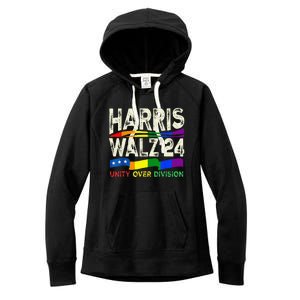 Harris Waltz 2024 Unity Over Division Kamala Harris Tim Walz Women's Fleece Hoodie