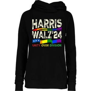 Harris Waltz 2024 Unity Over Division Kamala Harris Tim Walz Womens Funnel Neck Pullover Hood