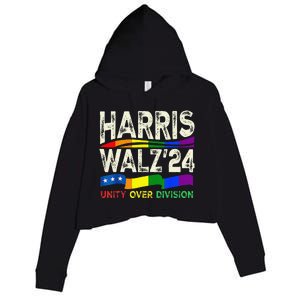 Harris Waltz 2024 Unity Over Division Kamala Harris Tim Walz Crop Fleece Hoodie