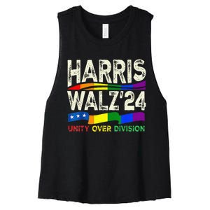 Harris Waltz 2024 Unity Over Division Kamala Harris Tim Walz Women's Racerback Cropped Tank