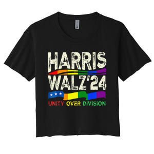 Harris Waltz 2024 Unity Over Division Kamala Harris Tim Walz Women's Crop Top Tee