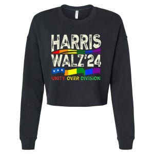 Harris Waltz 2024 Unity Over Division Kamala Harris Tim Walz Cropped Pullover Crew