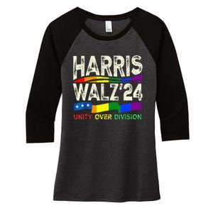 Harris Waltz 2024 Unity Over Division Kamala Harris Tim Walz Women's Tri-Blend 3/4-Sleeve Raglan Shirt