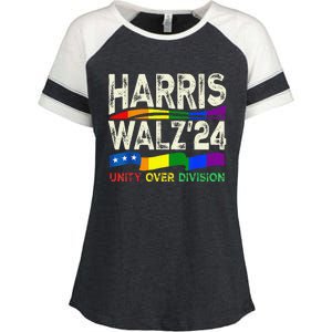 Harris Waltz 2024 Unity Over Division Kamala Harris Tim Walz Enza Ladies Jersey Colorblock Tee