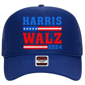 Harris Walz 2024 Tim Walz Kamala Harris Vp 47th President High Crown Mesh Back Trucker Hat