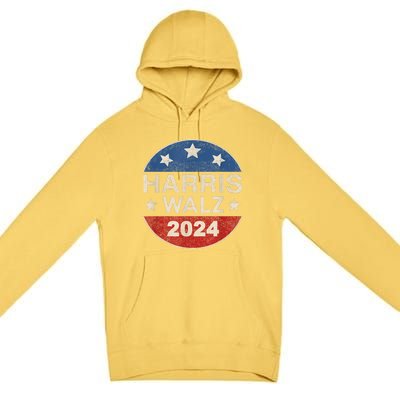 Harris Waltz 2024 Vp Kamala Harris Tim Waltz Retro Button Premium Pullover Hoodie