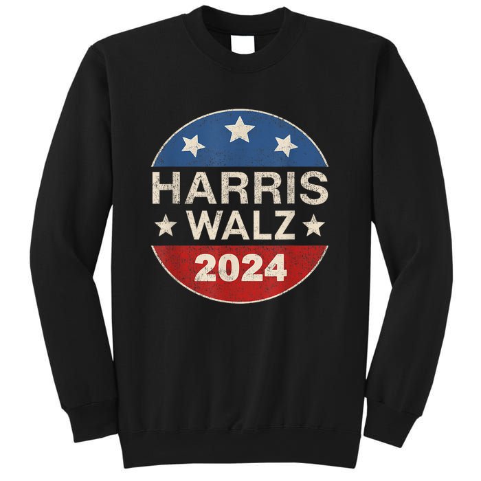 Harris Waltz 2024 Vp Kamala Harris Tim Waltz Retro Button Sweatshirt