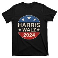 Harris Waltz 2024 Vp Kamala Harris Tim Waltz Retro Button T-Shirt