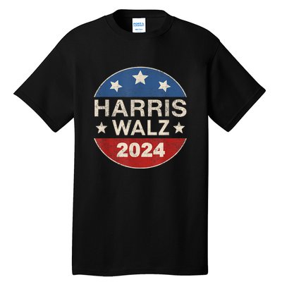 Harris Waltz 2024 Vp Kamala Harris Tim Waltz Retro Button Tall T-Shirt