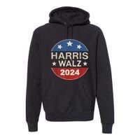 Harris Waltz 2024 Vp Kamala Harris Tim Waltz Retro Button Premium Hoodie