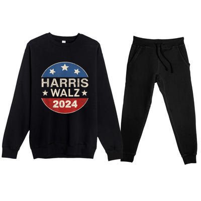 Harris Waltz 2024 Vp Kamala Harris Tim Waltz Retro Button Premium Crewneck Sweatsuit Set