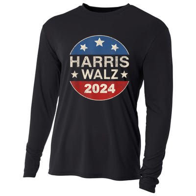 Harris Waltz 2024 Vp Kamala Harris Tim Waltz Retro Button Cooling Performance Long Sleeve Crew