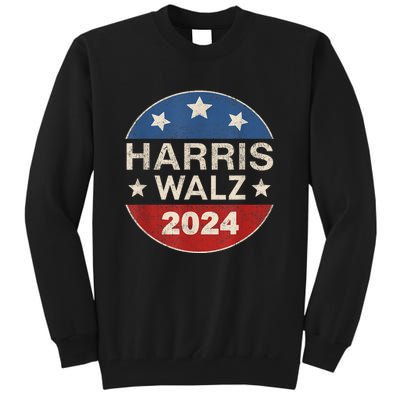 Harris Waltz 2024 Vp Kamala Harris Tim Waltz Retro Button Tall Sweatshirt