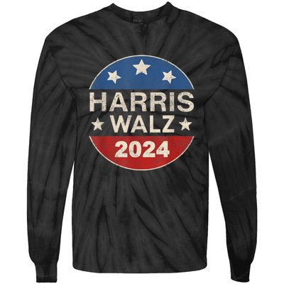 Harris Waltz 2024 Vp Kamala Harris Tim Waltz Retro Button Tie-Dye Long Sleeve Shirt