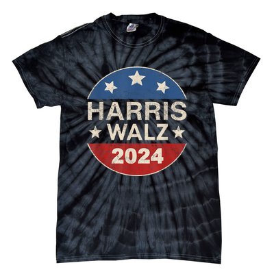 Harris Waltz 2024 Vp Kamala Harris Tim Waltz Retro Button Tie-Dye T-Shirt