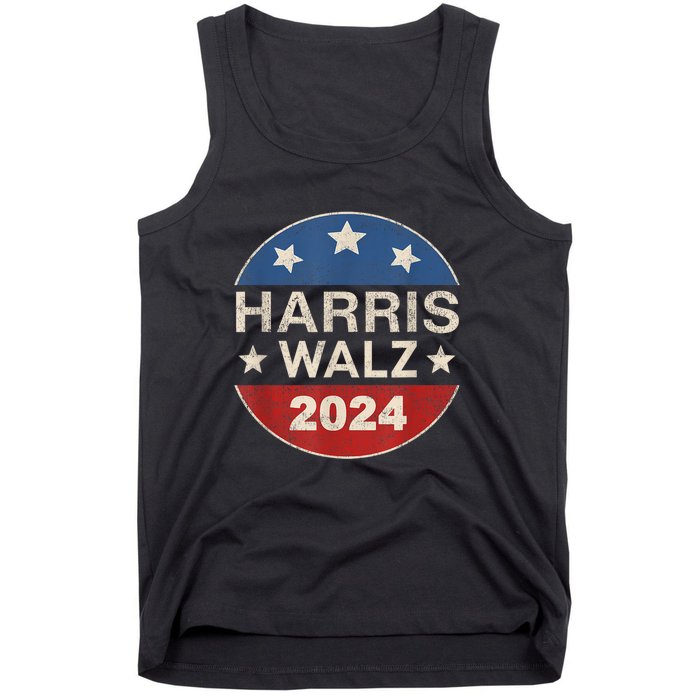 Harris Waltz 2024 Vp Kamala Harris Tim Waltz Retro Button Tank Top