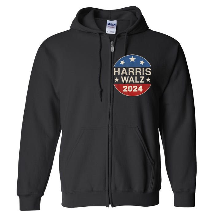 Harris Waltz 2024 Vp Kamala Harris Tim Waltz Retro Button Full Zip Hoodie