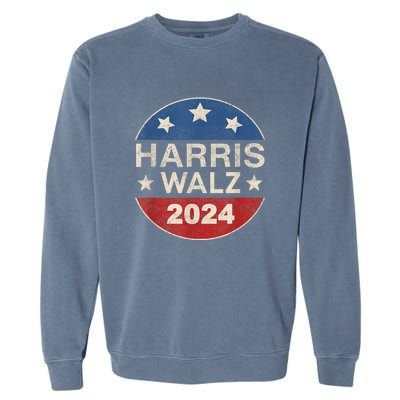 Harris Waltz 2024 Vp Kamala Harris Tim Waltz Retro Button Garment-Dyed Sweatshirt