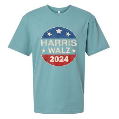 Harris Waltz 2024 Vp Kamala Harris Tim Waltz Retro Button Sueded Cloud Jersey T-Shirt