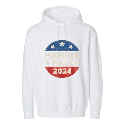 Harris Waltz 2024 Vp Kamala Harris Tim Waltz Retro Button Garment-Dyed Fleece Hoodie