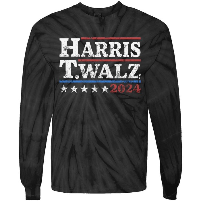 Harris Waltz 2024 Election Kamala Harris Tim Waltz 2024 Tie-Dye Long Sleeve Shirt