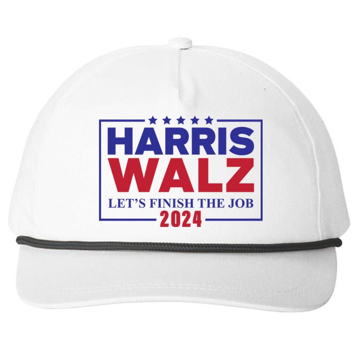 Harris Walz 2024 Let's Finish The Job Snapback Five-Panel Rope Hat