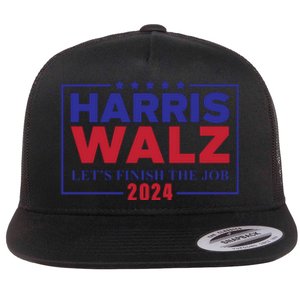 Harris Walz 2024 Let's Finish The Job Flat Bill Trucker Hat