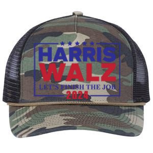 Harris Walz 2024 Let's Finish The Job Retro Rope Trucker Hat Cap