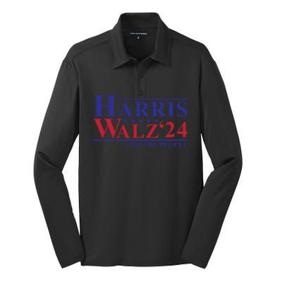 Harris Walz 2024 For The People Silk Touch Performance Long Sleeve Polo