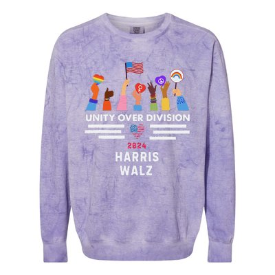 Harris Waltz 2024 Unity Over Division Colorblast Crewneck Sweatshirt