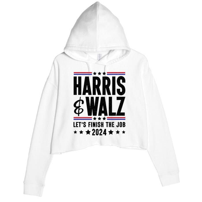 Harris Walz 2024 Crop Fleece Hoodie