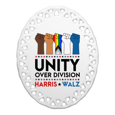 Harris Waltz 2024 Unity Over Division Election Kamala Lgbtq Premium Ceramic Oval Ornament