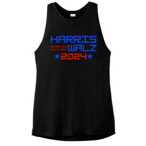 Harris Walz 2024 WeRe Not Going Back Ladies PosiCharge Tri-Blend Wicking Tank