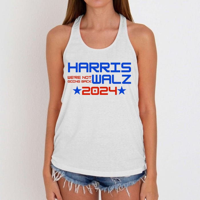 Harris Walz 2024 WeRe Not Going Back Women's Knotted Racerback Tank