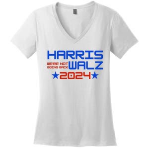 Harris Walz 2024 WeRe Not Going Back Women's V-Neck T-Shirt