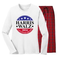 Harris Walz 2024 Women's Long Sleeve Flannel Pajama Set 