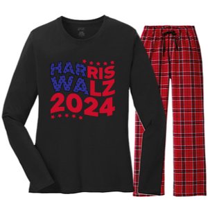 Harris Walz 2024 Women's Long Sleeve Flannel Pajama Set 