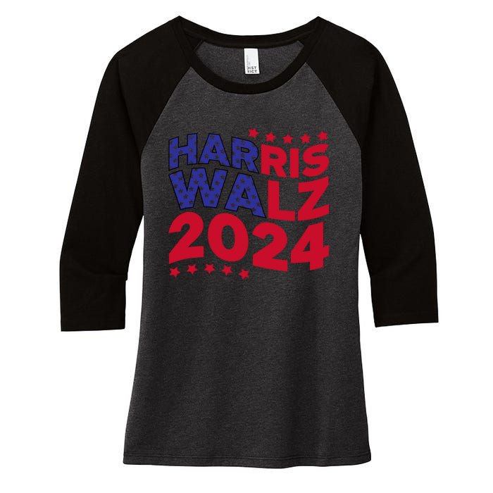 Harris Walz 2024 Women's Tri-Blend 3/4-Sleeve Raglan Shirt